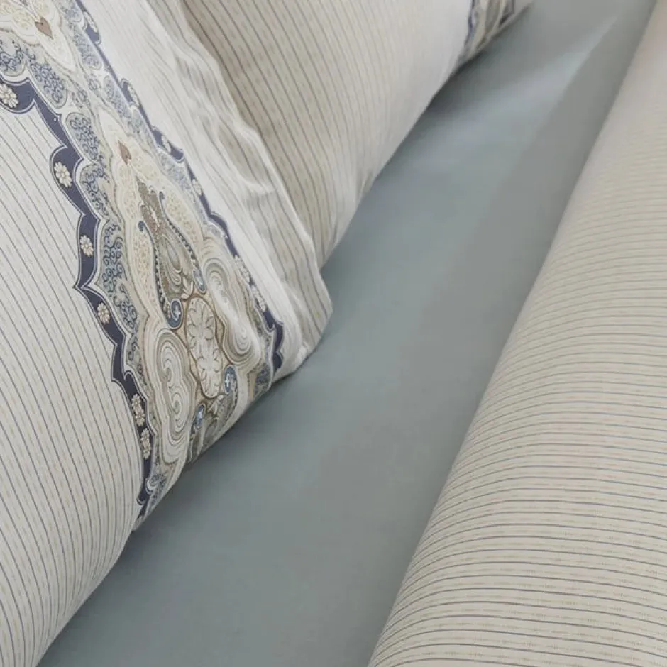 Karaca Bettwäsche-Lemy Bettwäsche-Set aus 100 % Baumwoll-Satin, Einzelbett, Blau