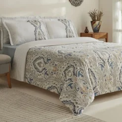 Karaca Bettwäsche-Lemy Doppel Bettwäscheset 100% Baumwoll-Satin Blau 200x220 Cm