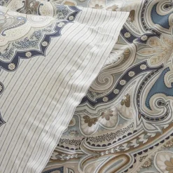 Karaca Bettwäsche-Lemy Doppel Bettwäscheset 100% Baumwoll-Satin Blau 200x220 Cm