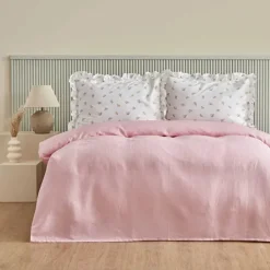 Karaca Tagesdecke Set-Lidya Bettwäsche-Set aus 100 % Baumwolle, Doppelbett, Rosa