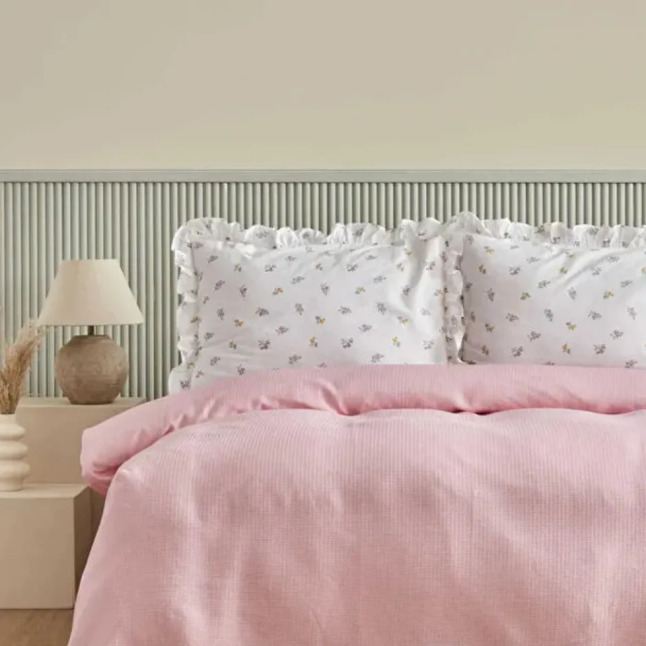 Karaca Tagesdecke Set-Lidya Bettwäsche-Set aus 100 % Baumwolle, Doppelbett, Rosa