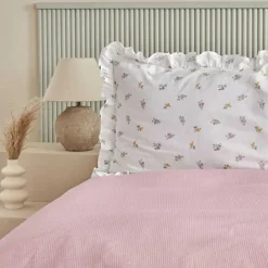 Karaca Tagesdecke Set-Lidya Bettwäsche-Set aus 100 % Baumwolle, Doppelbett, Rosa