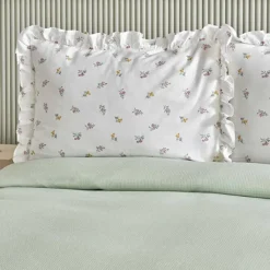 Karaca Badematten|Tagesdecke Set-Lidya Bettwäsche-Set aus 100 % Baumwolle, Einzelbett, Grün