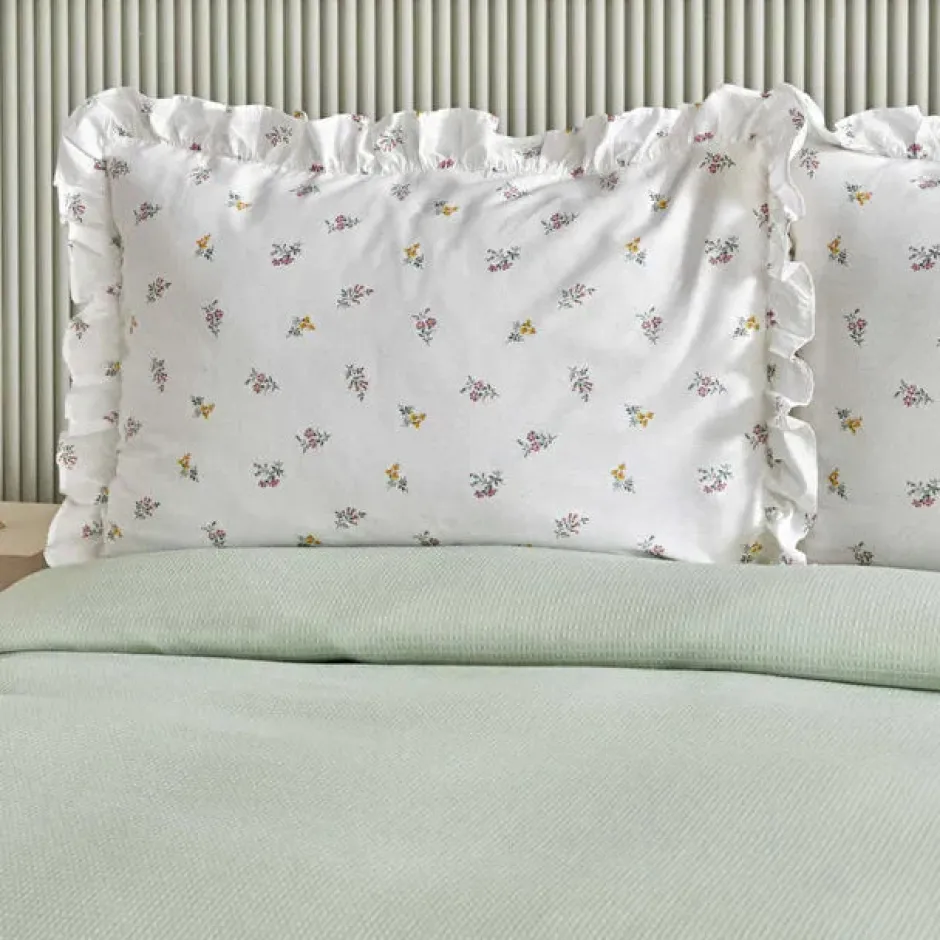 Karaca Badematten|Tagesdecke Set-Lidya Bettwäsche-Set aus 100 % Baumwolle, Einzelbett, Grün