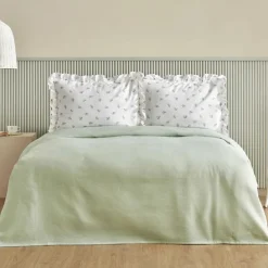 Karaca Tagesdecke Set-Lidya Bettwäsche-Set aus 100 % Baumwolle, Doppelbett, Grün