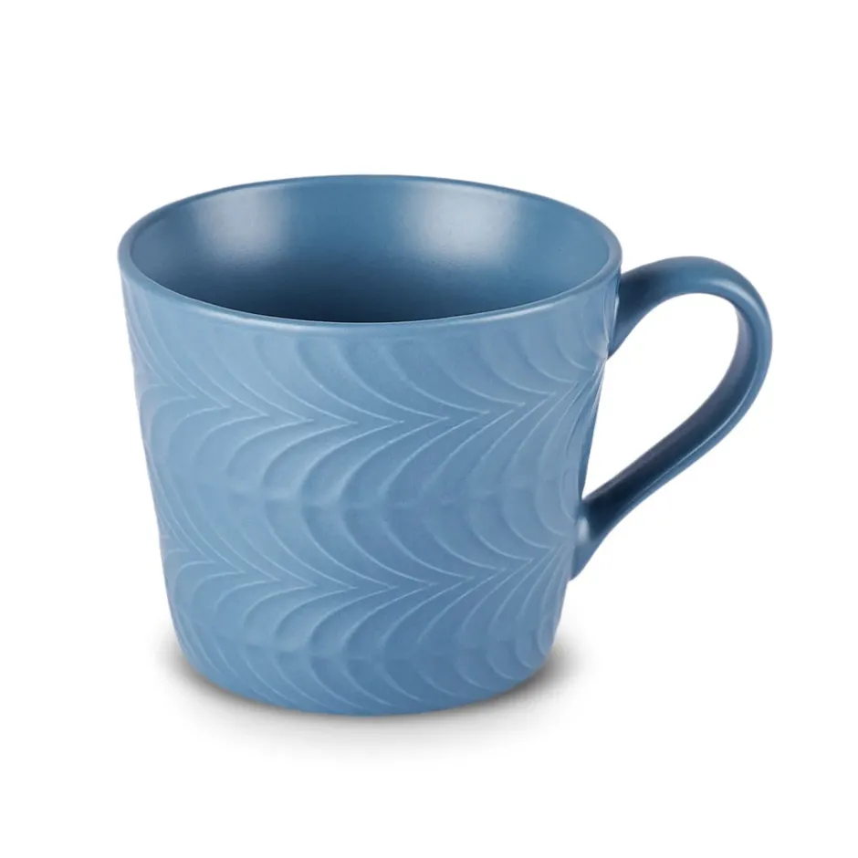 Karaca Mugs & Kaffeebecher-Lily Blau & Weiß Embos Doppelbecher Set 320 ML Multıfarben