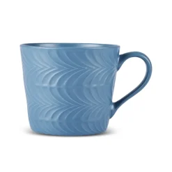 Karaca Mugs & Kaffeebecher-Lily Blau & Weiß Embos Doppelbecher Set 320 ML Multıfarben