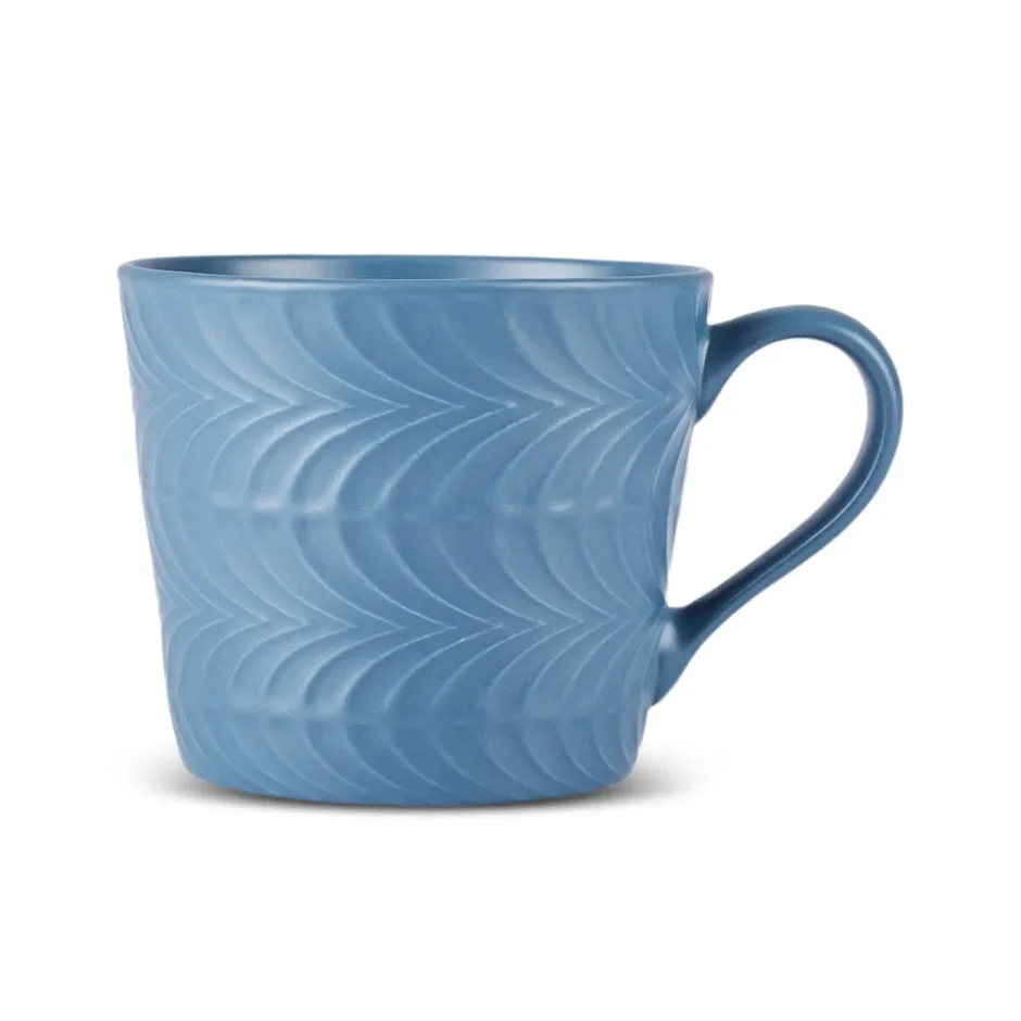 Karaca Mugs & Kaffeebecher-Lily Blau & Weiß Embos Doppelbecher Set 320 ML Multıfarben