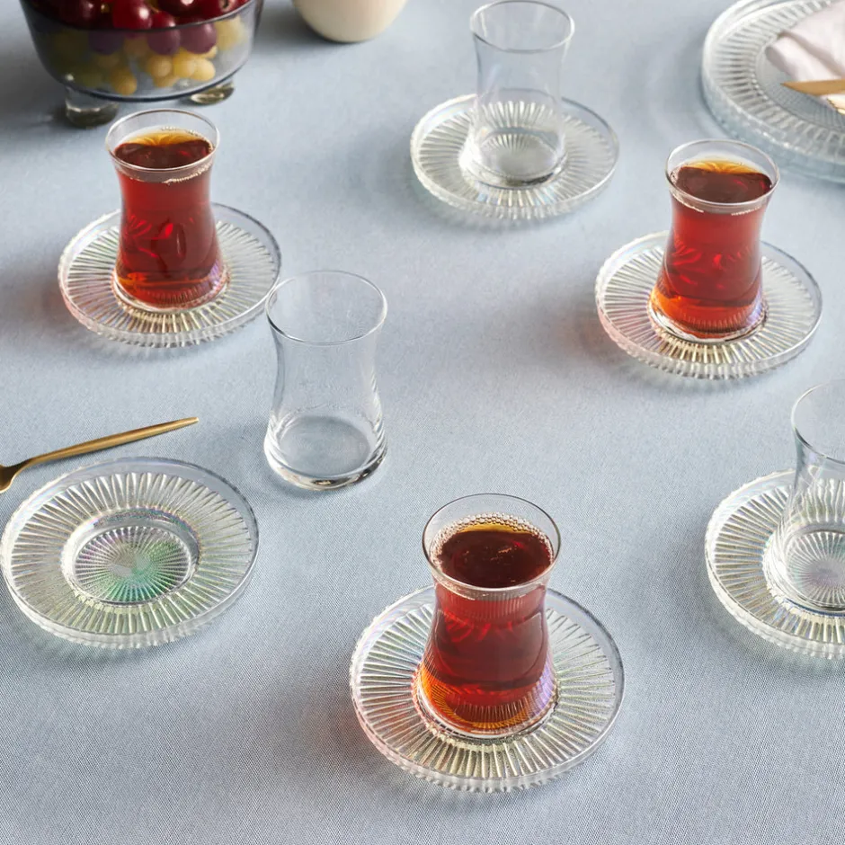 Karaca Mokka & Espressotassen Set-Lily 12-teiliges Türkisches Teeset für 6 Personen, 170 ml, Luster