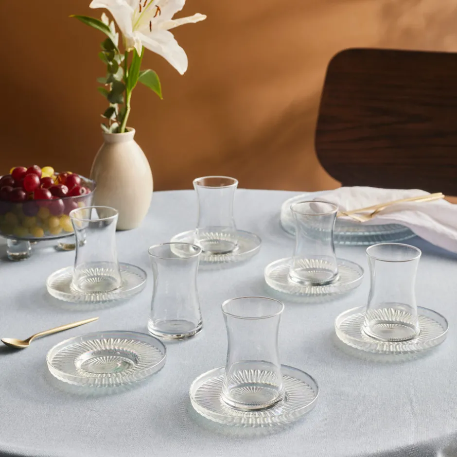 Karaca Mokka & Espressotassen Set-Lily 12-teiliges Türkisches Teeset für 6 Personen, 170 ml, Luster
