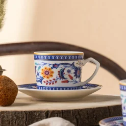 Karaca Mokka & Espressotassen Set-Linden-Kaffeetassen-Set, 2 Personen, 80 ml Blau01