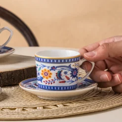 Karaca Mokka & Espressotassen Set-Linden-Kaffeetassen-Set, 2 Personen, 80 ml Blau01