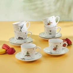 Karaca Mokka & Espressotassen Set-Little Prince 6 Personen Kaffeetassen-Set 80 ml Multıfarben