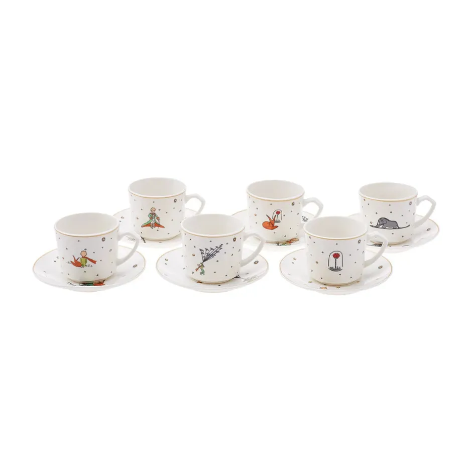 Karaca Mokka & Espressotassen Set-Little Prince 6 Personen Kaffeetassen-Set 80 ml Multıfarben