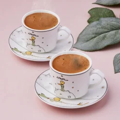 Karaca Mokka & Espressotassen Set-Little Prince 4-teiliges Mochatassen-Espressotassen Set für 2 Personen Multıfarben