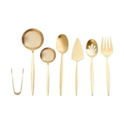 Karaca Servierbesteck-Lizbon 7-teiliges Servierset in Box, Gold