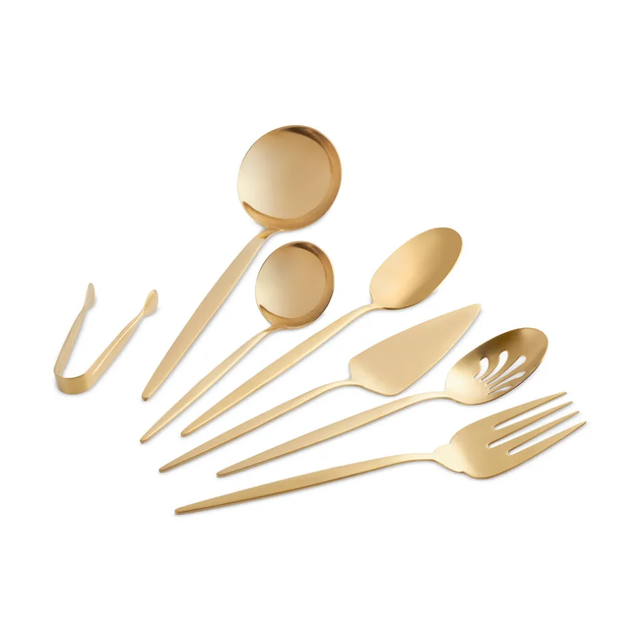 Karaca Servierbesteck-Lizbon 7-teiliges Servierset in Box, Gold