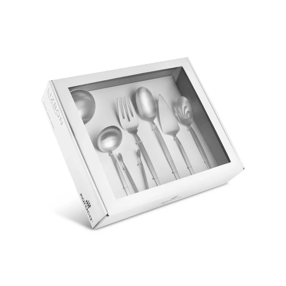 Karaca Servierbesteck-Lizbon 7-teiliges Servierset in Box, Silber