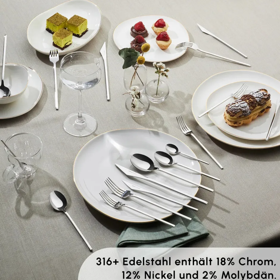 Karaca Bestecksets Für 12 Personen-Look 316+ Stahl 84-teiliges Premium Besteckset für 12 Personen Platın