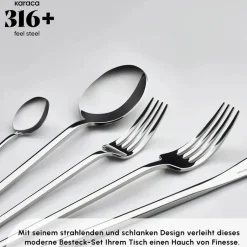 Karaca Bestecksets Für 12 Personen-Look 316+ Stahl 84-teiliges Premium Besteckset für 12 Personen Platın