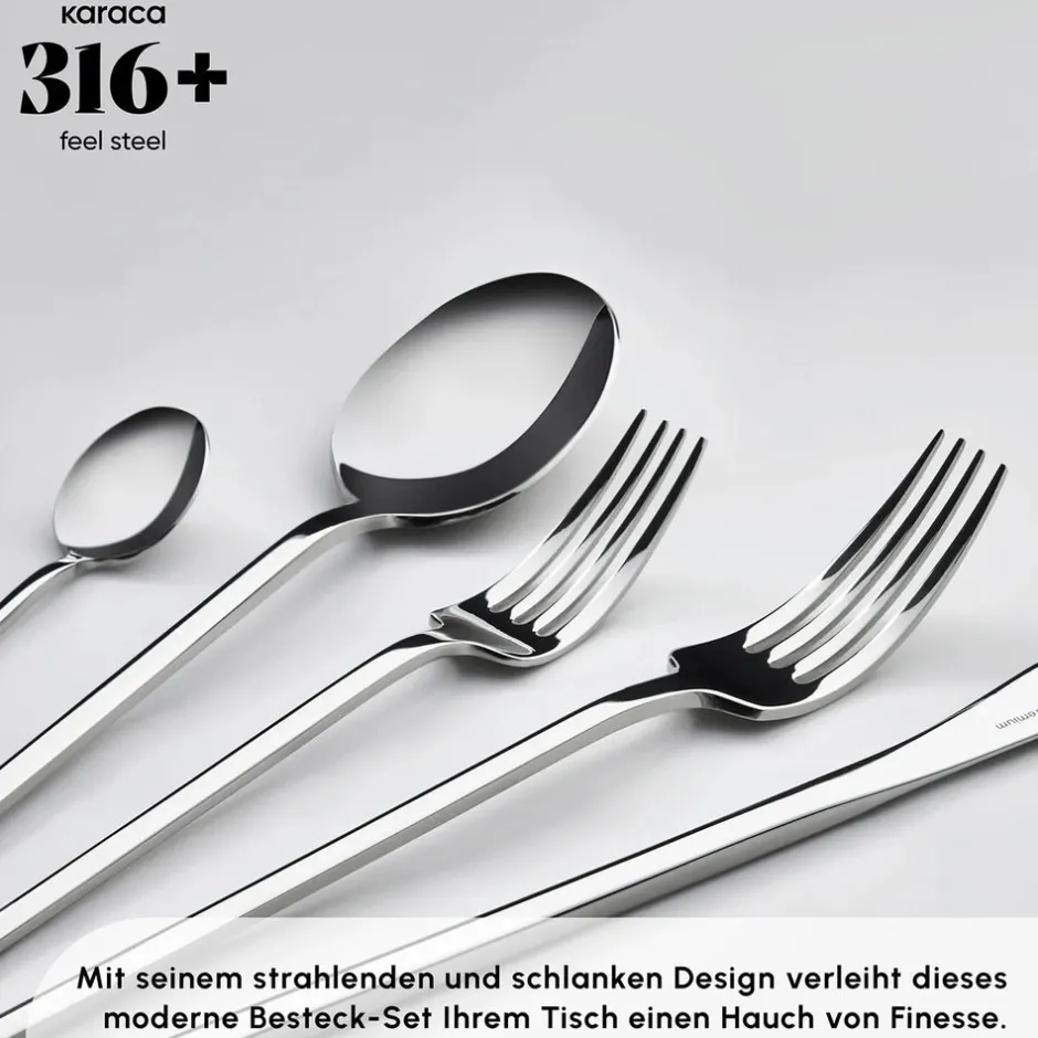 Karaca Bestecksets Für 12 Personen-Look 316+ Stahl 84-teiliges Premium Besteckset für 12 Personen Platın