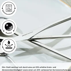 Karaca Bestecksets Für 12 Personen-Look 316+ Stahl 84-teiliges Premium Besteckset für 12 Personen Platın