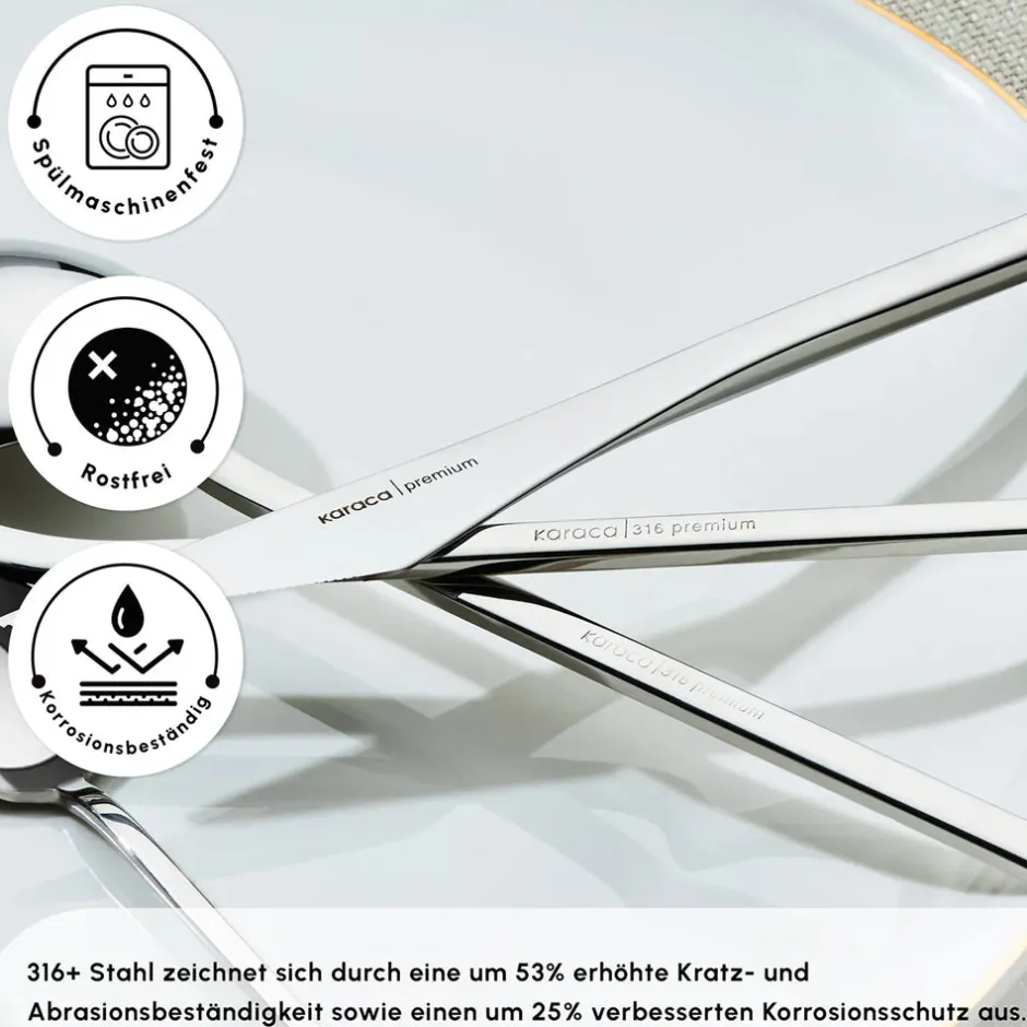 Karaca Bestecksets Für 12 Personen-Look 316+ Stahl 84-teiliges Premium Besteckset für 12 Personen Platın