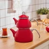 Karaca Teekannen-Loreto Emaille-Teekannen-Set – Rot
