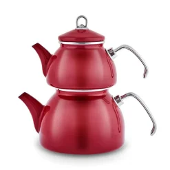 Karaca Teekannen-Loreto Emaille-Teekannen-Set – Rot