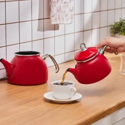Karaca Teekannen-Loreto Emaille-Teekannen-Set – Rot
