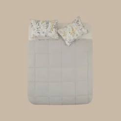 Karaca Bettwäsche-Loretta Bettwäsche-Set Doppelbett 200 x 220 cm, 100 % Baumwolle, Gelb Grau02