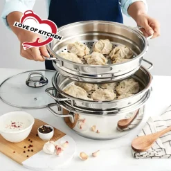 Karaca Stahltopf-Love of Kitchen 2-Schicht-Dampfkochtopf Farblös