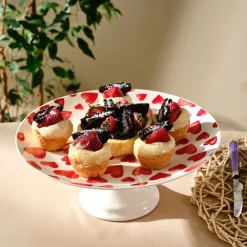 Karaca Kuchenplatte-Lovely 7-teiliges Kuchen-Set für 6 Personen Rot02