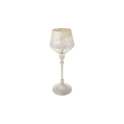 Karaca Deko-Objekte-Lucca Şamdan Tealight Kerzenhalter Antikes Silber 30,5cm Sılber