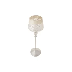 Karaca Kerzenständer-Lucca Şamdan Tealight Kerzenhalter Antikes Silber 35,5cm Sılber