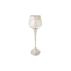 Karaca Kerzenständer-Lucca Şamdan Tealight Kerzenhalter Antikes Silber 35,5cm Sılber