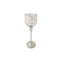 Karaca Kerzenständer-Lucca Şamdan Tealight Kerzenhalter Antikes Silber 28cm Sılber