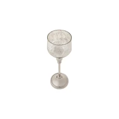 Karaca Kerzenständer-Lucca Şamdan Tealight Kerzenhalter Antikes Silber 28cm Sılber