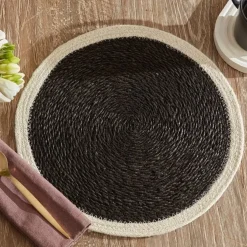 Karaca Deko-Objekte-Luka Tischset aus Seegras und Jute, 37 cm, Grau Grau02