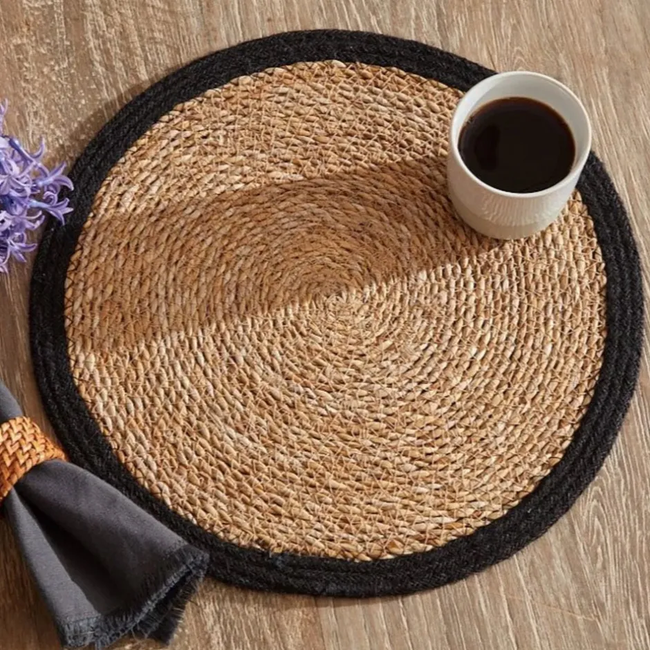 Karaca Deko-Objekte-Luka Tischset aus Seegras und Jute, 37 cm, Schwarz Schwarz01