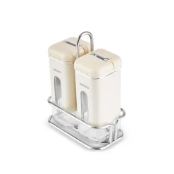 Karaca Salz Und Pfefferstreuer-Luminous, 3-teiliger Salz- und Pfefferstreuer, Creme Creme01