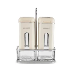Karaca Salz Und Pfefferstreuer-Luminous, 3-teiliger Salz- und Pfefferstreuer, Creme Creme01