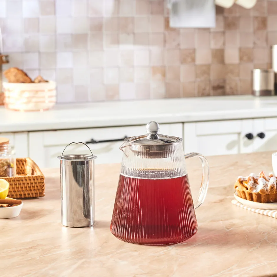 Karaca French Press-Lumira Borosilikat Glas Teekanne, 1200 Ml