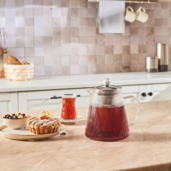 Karaca French Press-Lumira Borosilikat Glas Teekanne, 1200 Ml