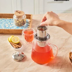 Karaca French Press-Lumira Borosilikat Glas Teekanne, 1200 Ml