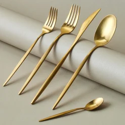 Karaca Bestecksets Für 6 Personen-Lızbon Matte Gold 6-Personen 30-teiliges Besteckset
