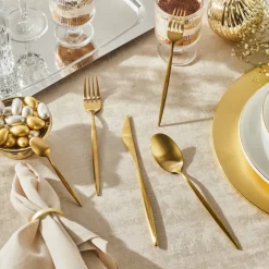 Karaca Bestecksets Für 6 Personen-Lızbon Matte Gold 6-Personen 30-teiliges Besteckset