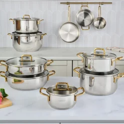 Karaca Stahltopf-Maçka Induktionsboden Stahltopf 24 cm Gold