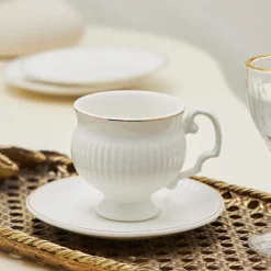Karaca Mokka & Espressotassen Set-Malta Kaffeetassen-Set, 6 Personen, 100 ml Weıß01