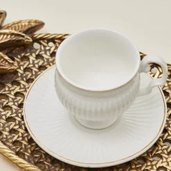 Karaca Mokka & Espressotassen Set-Malta Kaffeetassen-Set, 6 Personen, 100 ml Weıß01
